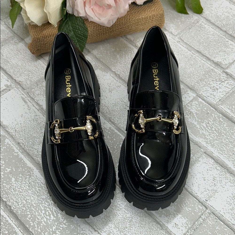 Black Patent Loafers for Women